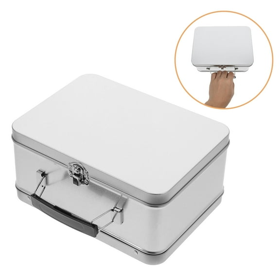 Metal Lunch Tin Portable Gift Box 20.50X15.00X10.00CM Silver