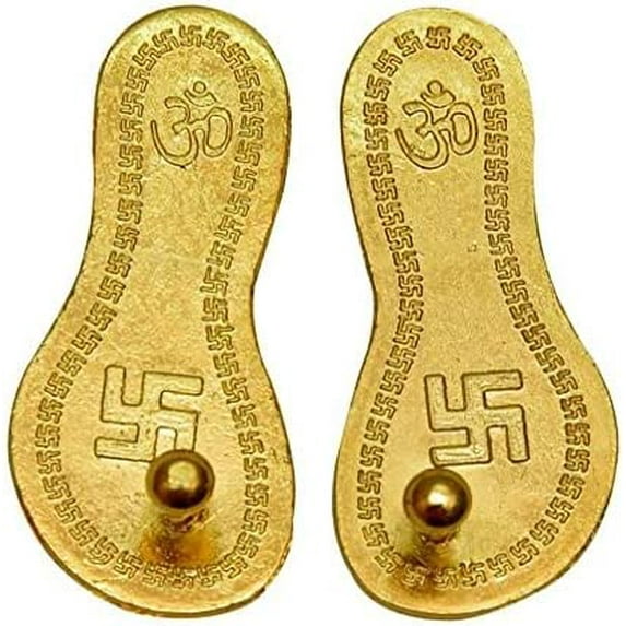 Metal Maa Laxmi Charan Paduka, Color Gold, Approx. 4 Inches
