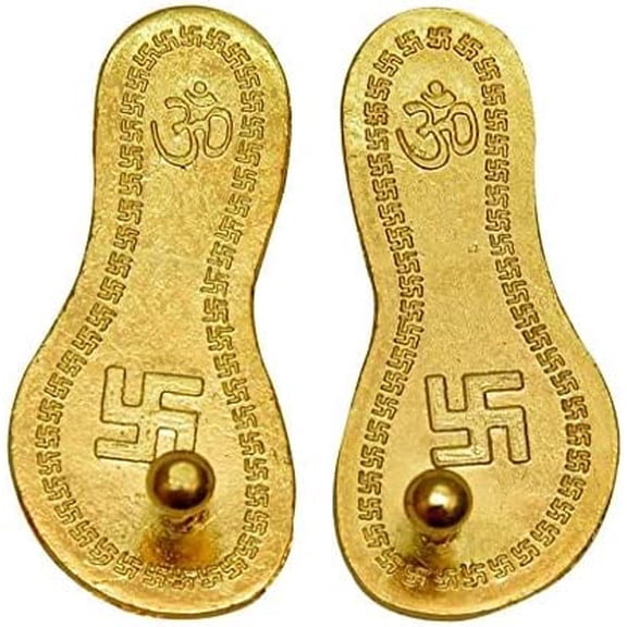 Metal Maa Laxmi Charan Paduka, Color Gold, Approx. 4 Inches