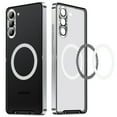 thumbnail image 1 of Metal Magnetic Case for Samsung Galaxy S24 Plus [Compatible With Magsafe Ring & Safety Lock] [Metal Frame Bumper] [Integrated Camera Lens Protector] Shock-Absorb Case, Transparent Back Cover, Silver, 1 of 9