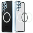 thumbnail image 1 of Metal Magnetic Case for Samsung Galaxy S24 Ultra [Compatible With Magsafe Ring & Safety Lock] [Metal Frame Bumper] [Integrated Camera Lens Protector] Shock-Absorb Case, Transparent Back Cover, Blue, 1 of 9