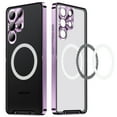 thumbnail image 1 of Metal Magnetic Case for Samsung Galaxy S24 Ultra [Compatible With Magsafe Ring & Safety Lock] [Metal Frame Bumper] [Integrated Camera Lens Protector] Shock-Absorb Case, Transparent Back Cover, Purple, 1 of 9