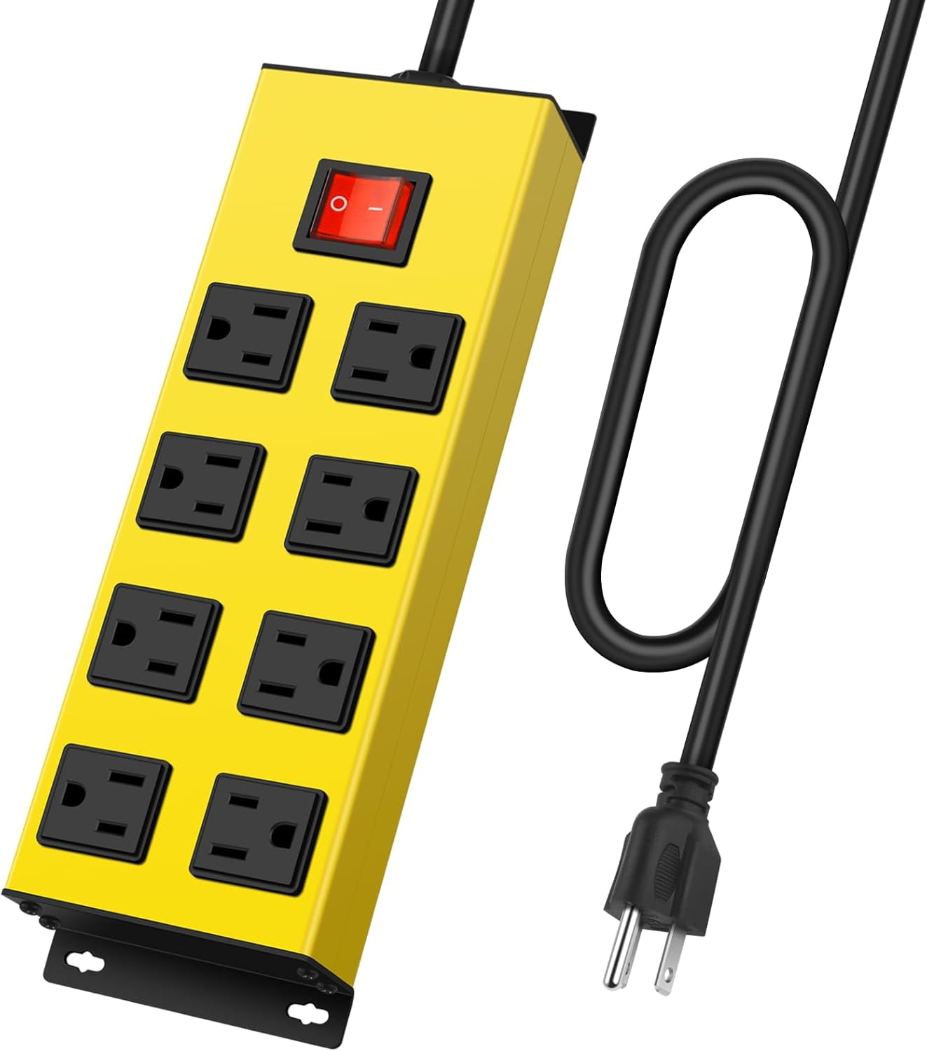 Metal Power Strip, 8 Outlet Mountable Socket, Wall Mount Heavy