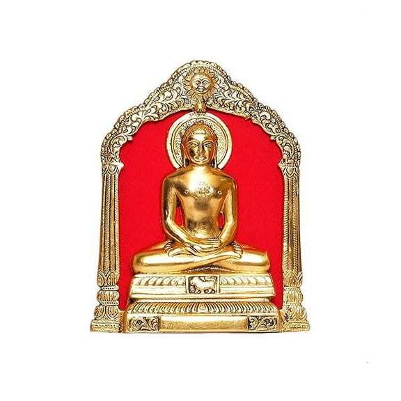 Metal Mahavir Swami Statue for Table & Wall Hanging Decorative for Home,Office,Gift for Having House Warming,Mahvir Swami Idol Showpiece Figurines..., Gold