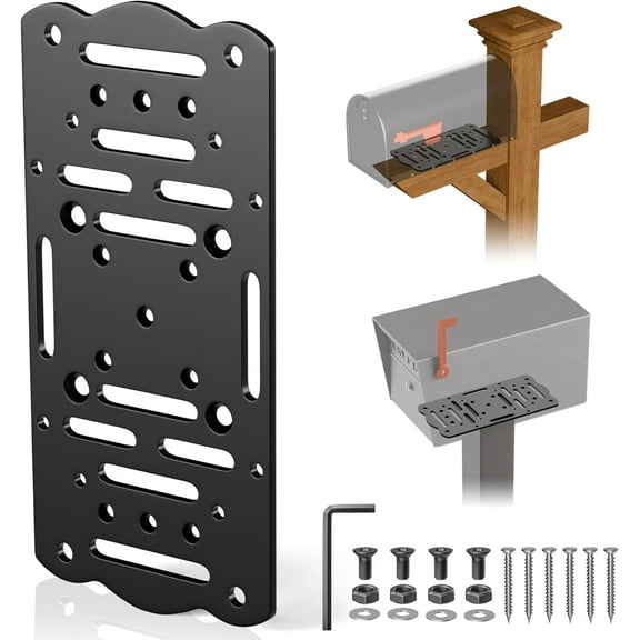 Metal Mailbox Mounting Bracket,Post Mount Mailboxes Board,Mailbox Bracket for Wood or Hollow Posts,Mailbox Mounting Plate Compatible with Most Sizes of Post Mount Mailboxes