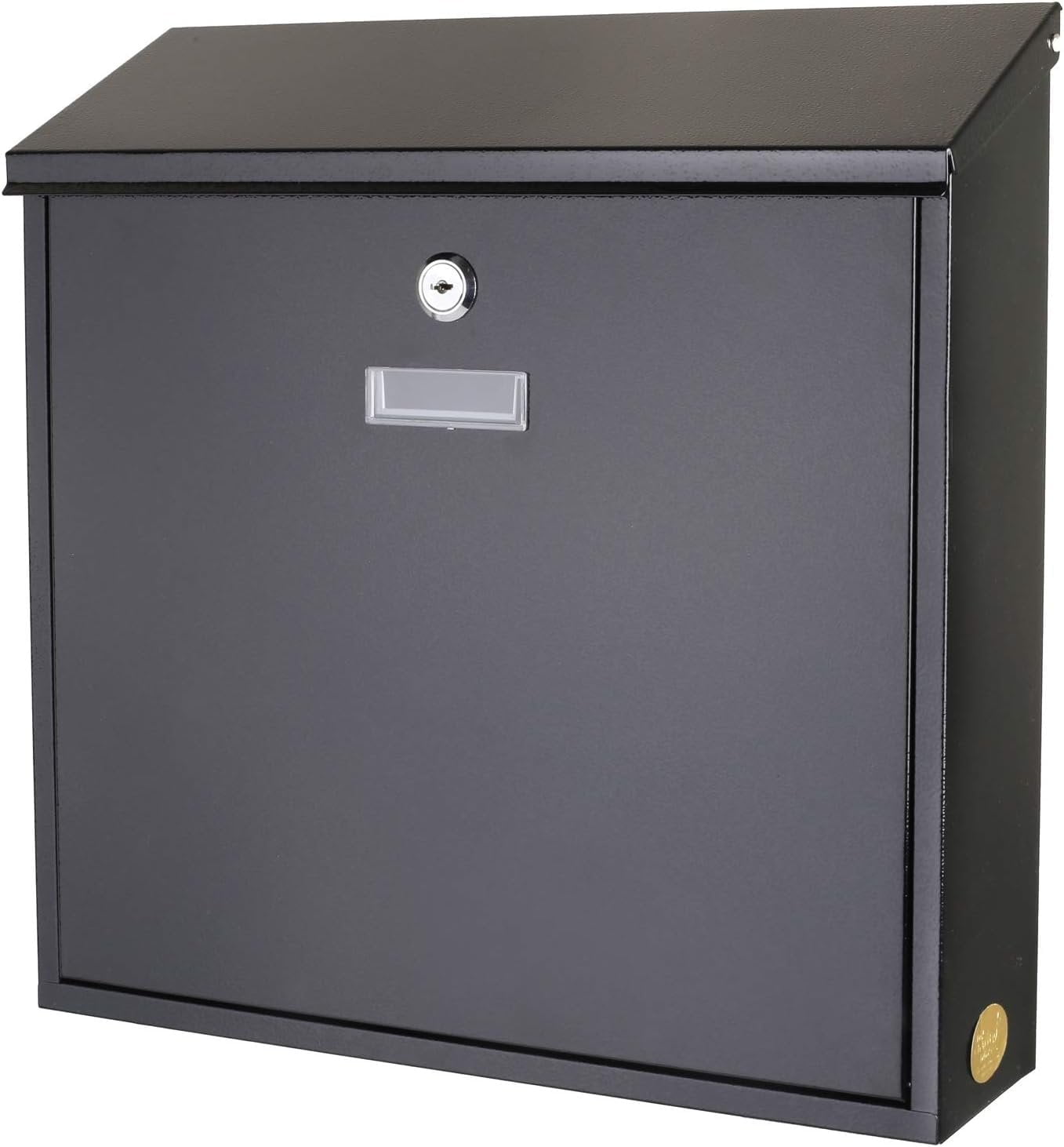 Black Steel Wall Mount Lockable Mailbox with Wide Slot