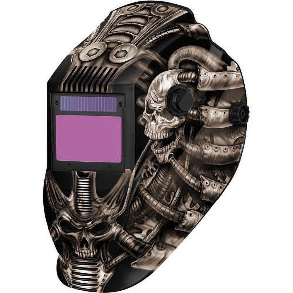 Metal Man ATEC8735SGC Black Techno Skull Flame Auto-Darkening Welding Helmet