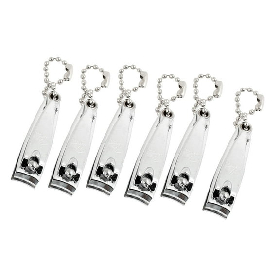 Unique Bargains 6 Pcs Nail Cutter Manicure Beauty Tool Metal Finger Nail Clipper Cutter for Trimming & Grooming, Silver Tone with Beaded Key Chain