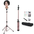 thumbnail image 1 of Metal Mannequin Head Stand, Reinforced Wig Stand Tripod for Styling, Adjustable Wig Head Stand Holder for Cosmetology Hairdressing Training,Rose Golden, 1 of 7