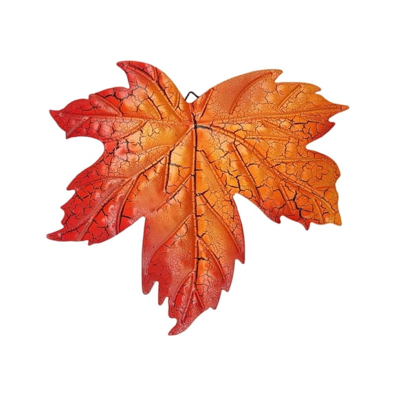 Metal Maple Leaf Wall Art Hanging Leaf Wall Decor for Indoor Outdoor Garden 9.45 in Orange