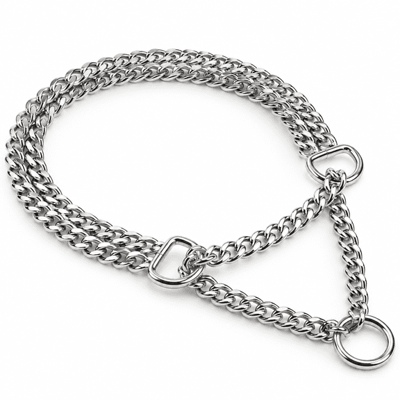 Metal Martingale Collar - Dog Chain Slip Anti Proof Double Link For Small Medium Large Dogs (medium(suit Neck 16-21''))