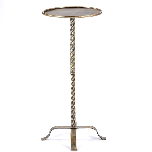 Antique Gold Metal Round Martini Side Table 27.75 inch Tall 4 Leg Modern Small Drink Table For Living Room Sofa Patio Small Spaces Indoor Outdoor