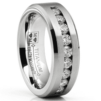 Metal Masters 1.15 Carats Moissanite Mens Ring Wedding Band 9 Large Channel-Set 8MM