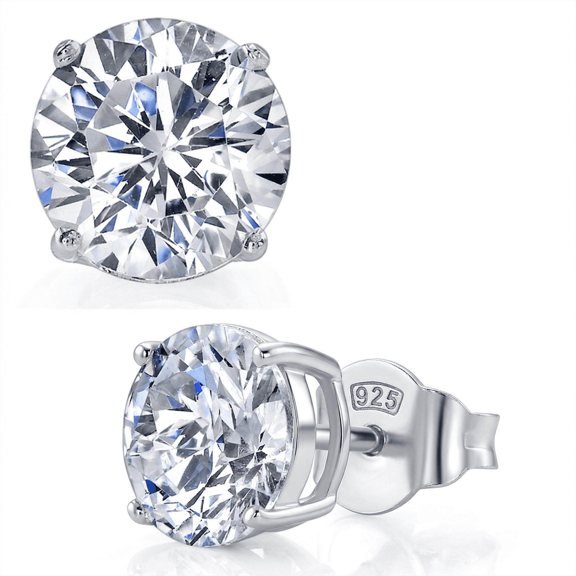 Metal Masters 1.5Ct Tcw Casted Sterling Silver 925 Round Stud Earrings Clear Cz Cubic Zirconia