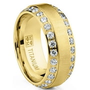 Metal Masters 1.75Ct. Mens Titanium Wedding Band Ring 8mm Goldtone