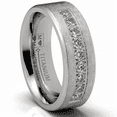 thumbnail image 1 of Metal Masters 1 Carat Moissanite Mens Wedding Band Frosted Ice Ring 9 Pavé-Set Stones 8MM, 1 of 6
