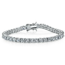 Metal Masters 18k White Gold Plated 925 Sterling Silver 10Ct. Eternity Tennis Bracelet CZ 4MM