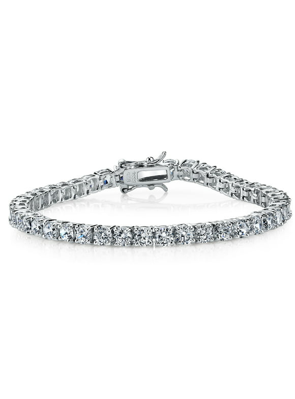 Metal Masters 18k White Gold Plated 925 Sterling Silver 10Ct. Eternity Tennis Bracelet CZ 4MM
