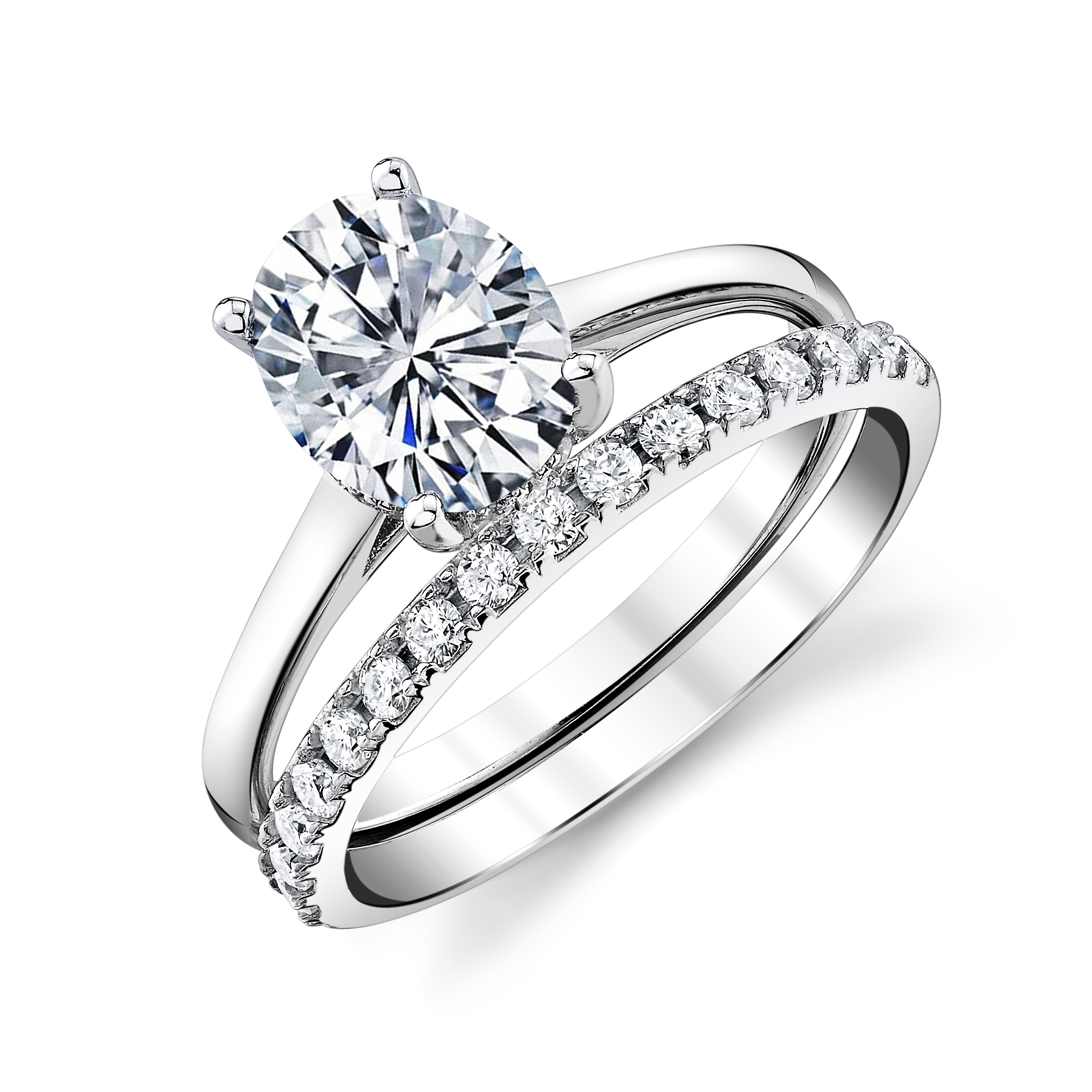 14k Solid White Gold Oval and Round Cut Simulated Diamond Engagement Ring Halo Art Deco Bridal Set Half Eternity Wedding Anniversary 2.50ct 14k Solid White Gold Oval and Round Cut Simulated Diamond Engagement Ring Halo Art Deco Bridal Set Half Eternity Wedding Anniversary 2.50ct