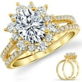 thumbnail image 1 of Metal Masters 3Ct Oval Moissanite Bridal Set Vintage Victorian Halo Engagement Ring 18K Gold Plated Sterling Silver, 1 of 8