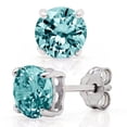 thumbnail image 1 of Metal Masters 6mm 1.5Ct Tcw Casted Sterling Silver Round Stud Earrings ColoRed Cubic Zirconia Aquamarine, 1 of 2