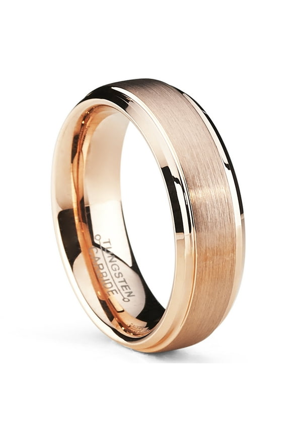 6mm Rose Plated Tungsten Carbide Wedding Band Ring Mens Band Comfort-Fit
