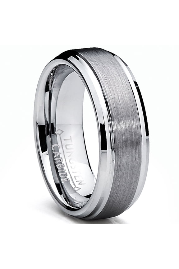7mm High-Polish Matte Finish Mens Tungsten Ring Wedding Band