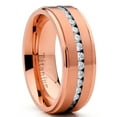 thumbnail image 1 of Metal Masters 7mm Mens Eternity Titanium Ring Rosegold-tone Wedding Band Cubic Zirconia Cz, 1 of 5
