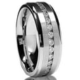 thumbnail image 1 of Metal Masters 7mm Mens Eternity Titanium Ring Wedding Band Cubic Zirconia Cz, 1 of 7