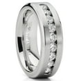 thumbnail image 1 of Metal Masters 8mm Mens 1Ct. Titanium ring wedding band 9-Large Channel Set Cubic Zirconia Cz, 1 of 7