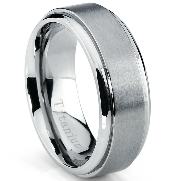 High Polish Wedding Band Ring with Edge, Size 7 High Polish Wedding Band Ring with Edge, Size 7