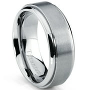 METAL MASTERS 8mm High-Polish Matte Finish Mens Titanium Ring Wedding Band