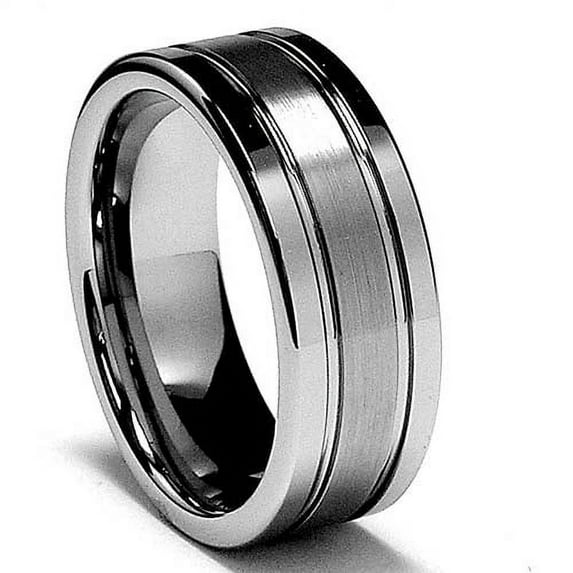 Metal Masters 8mm High-Polish Matte Finish Mens Tungsten Ring Wedding Band