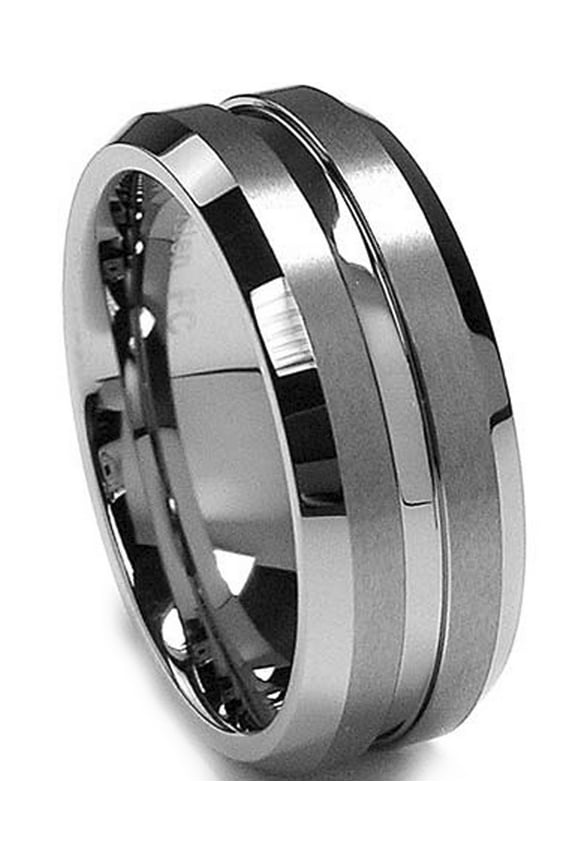 8mm High-Polish Matte Finish Mens Tungsten Ring Wedding Band