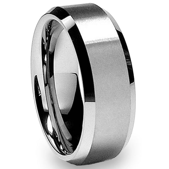 Metal Masters 8mm High-Polish Matte Finish Mens Tungsten Ring Wedding Band