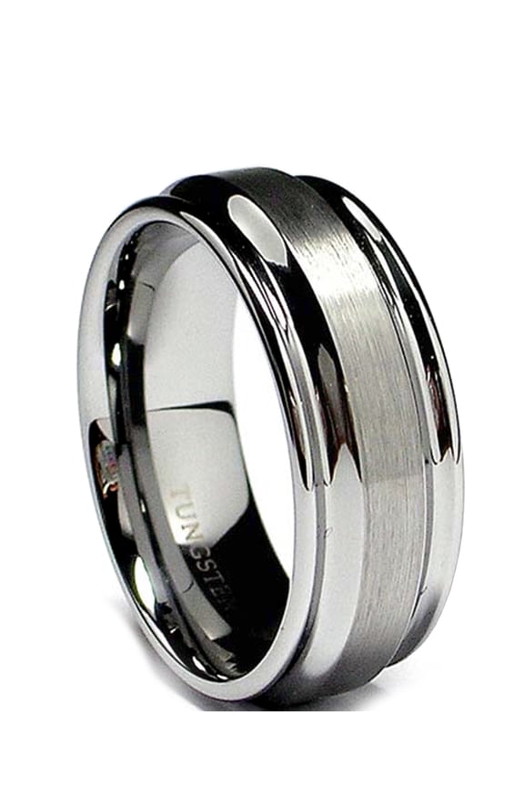 8mm High-Polish Matte Finish Mens Tungsten Ring Wedding Band