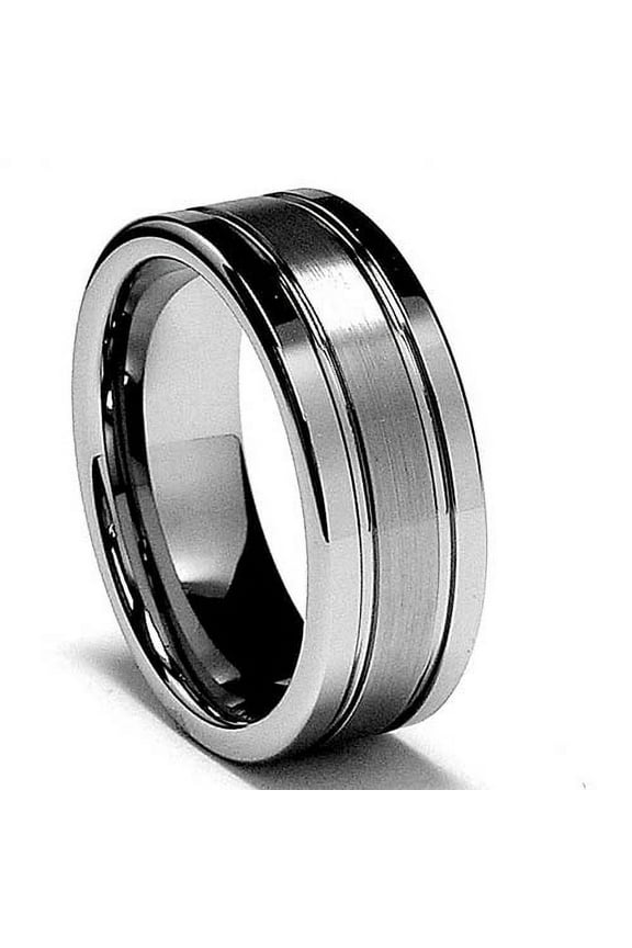 8mm High-Polish Matte Finish Mens Tungsten Ring Wedding Band