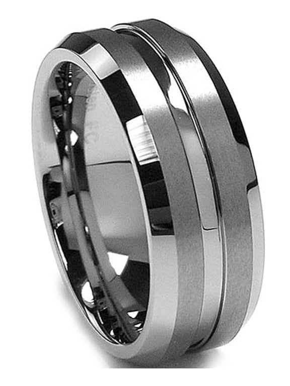 8mm High-Polish Matte Finish Mens Tungsten Ring Wedding Band
