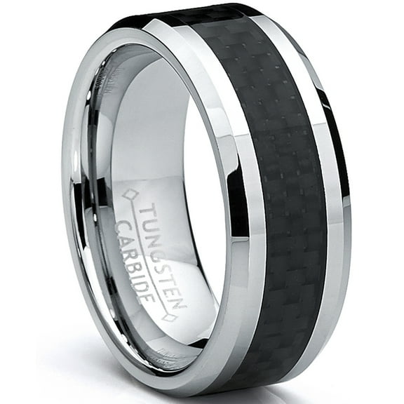 Metal Masters 8mm Mens Tungsten Carbide Ring Wedding Band Carbon Fiber Inaly