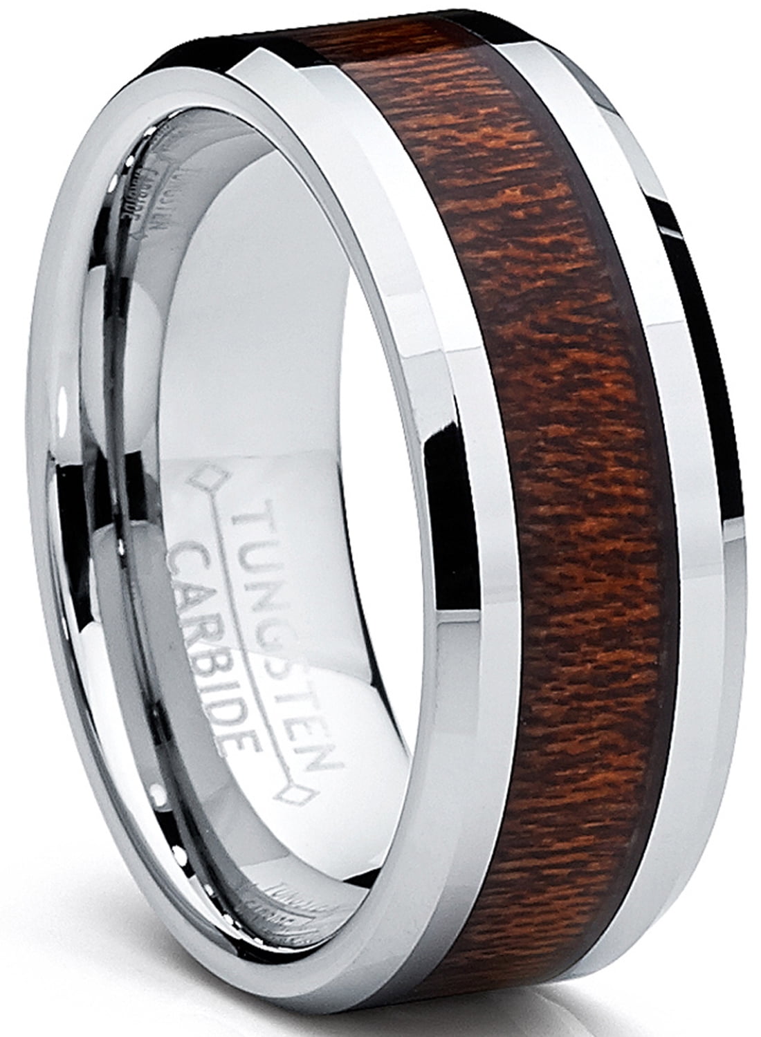 Metal Masters 8mm Mens Tungsten Carbide Ring Wedding Band Wood Inlay ...