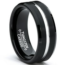 Metal Masters 8mm Two-Tone High-Polish Matte Finish Mens Tungsten Ring Wedding Band