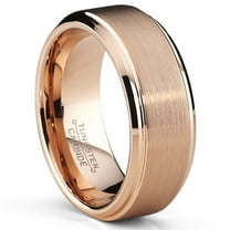 Metal Masters 8mm Rose Plated Tungsten Carbide Wedding Band Ring Mens Band Comfort-Fit