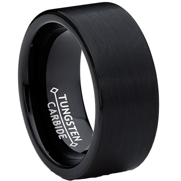 Metal Masters 9mm Mens Black Brushed Tungsten Carbide Ring Wedding Band