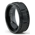 thumbnail image 1 of Metal Masters 9mm Mens Black Titanium Wedding Band Ring 1Ct Double Row Black Cubic Zirconia Comfort-Fit, 1 of 8