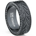 thumbnail image 1 of Metal Masters Black Titanium Mens Eternity Engagement Wedding Band Ring Black Cubic Zirconia Cz 8mm, 1 of 5