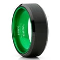 thumbnail image 1 of Metal Masters Black Tungsten Wedding Band Mens Ring Green Interior Beveled Edge Brushed 8mm 11.5, 1 of 6