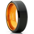thumbnail image 1 of Metal Masters Black Tungsten Wedding Band Mens Ring Orange Interior Beveled Edge Brushed 8mm 7, 1 of 6