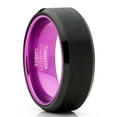 thumbnail image 1 of Metal Masters Black Tungsten Wedding Band Mens Ring Purple Interior Beveled Edge Brushed 8mm 10, 1 of 6
