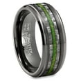 thumbnail image 1 of Metal Masters Mens Carbon Fiber Tungsten Carbide Ring Green Wood Wedding Band Gunmetal 8mm, 1 of 7