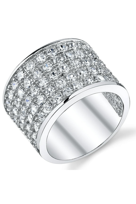 David Beckham Sterling Silver Mens Championship Cubic Zirconia Cz Band Ring 15mm